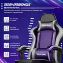GTIMEX Chaise de gaming ergonomique réglable avec repose-pieds télescopique, appui-tête et soutien lombaire capacité de 150 kg - Gris image 1