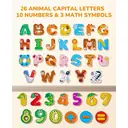 Wooden Alphabet & Number Magnets - Large Size Animal-Themed ABC 26 Uppercase Letters & 0-9 Numbers Set for Toddlers image 1