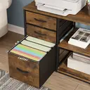 WOLTU Mobiler Aktenschrank, Metallaufbewahrung mit Rollen, Steckdosen und USB-Anschlüsse, 3-Schubladen-Organizer für Büro und Zuhause, 80x40x66 cm, ASK07hov image 2