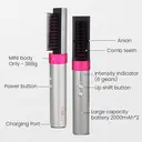 Sunluxy KD382 Ionic Hair Straightener, 60 Million Negative Ions Hair Care, PTC Ceramic Plate Fast Heating, 6 Temperature Settings, Wireless Lithium Battery Portable Straightening Comb, Home Styling Tool image 9