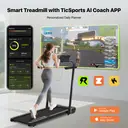 Mobvoi Tapis de course SE pliable 3-en-1, IA intelligente, 2,5 CV, compact, sous bureau, télécommande, application TicSports, rangement facile, 120 kg, 12 km/h, noir image 5
