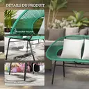 Outsunny Banquette banc de jardin 2 places en acier et cordage en résine avec 2 coussins - dim. 132L x 72l x 83H cm - vert foncé image 5