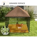 PawHut Chenil extérieur pour Chiens en métal et Tissu Oxford avec Support gamelle et Toit résistant aux intempéries Espace spacieux 141 x 141 x 151 cm Noir image 7