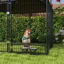 PawHut Chenil extérieur pour Chiens en métal et Tissu Oxford avec Support gamelle et Toit résistant aux intempéries Espace spacieux 141 x 141 x 151 cm Noir image 8