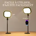 HOMCOM Lampe de bureau LED lampe de table dimmable 5 modes de couleur 10 niveaux de luminosité, protection des yeux, tête orientable, hauteur ajustable, minuterie, port USB, support téléphone, noir image 6