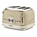 Ariete Toaster Vintage 156, 4 Scheiben, 6 Stufen, Auftaufunktion, Automatische Auswurf-Funktion, Edelstahl-Gehäuse, 1600 W, Beige image 0