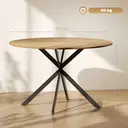 HOMCOM Table à manger ronde pour 4 personnes table de cuisine 120 cm style industriel avec plateau aspect bois et piètement croisé en acier, chêne image 6