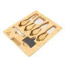 Zimatic Plateau à fromage, charcuterie et fruits en bambou avec ensemble de couteaux image 7