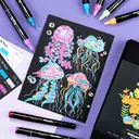 Ohuhu Stylos de peinture à l’aquarelle, 90 couleurs : à double pointe (ronde et fine) image 8