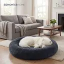 SONGMICS Panier pour chien en peluche en forme d’anneau avec housse amovible lavable gris foncé - 140 x 20 cm image 3