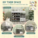 AIYAPLAY Kids Toy Storage Unit, Children Toy Box Organiser with 11 Fabric Bins, Cabinet, Top Shelves, 3 Stickers, Kids Storage Unit Bookshelf for Nursery, Playroom, Kindergarten, White image 8