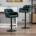 CHAIRUS Lot de 2 tabourets de bar pivotants en velours, tabourets de cuisine et de petit-déjeuner modernes, tabourets de comptoir réglables (Vert) image 1