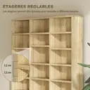 HOMCOM Rangements pour CD et DVD, étagère rangement, capacité max. 1116 CD/528 DVD, 36 compartiments et étagères réglables, pour bureau, salon, chambre, 102 x 23,5 x 195 cm, chêne image 3