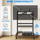 TV Stand on Wheels for 40-86 Inch LCD LED OLED Flat Panel Plasma TVs, Height Adjustable TV Floor Stand with Shelf TV Trolley with Wooden Base Max VESA 600x400mm up to 68 kg, Walnut image 4