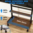 TV Stand on Wheels for 40-86 Inch LCD LED OLED Flat Panel Plasma TVs, Height Adjustable TV Floor Stand with Shelf TV Trolley with Wooden Base Max VESA 600x400mm up to 68 kg, Walnut image 2