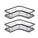 JORDAN&JUDY 2-Pack Black Triangle Bathroom Corner Shelf, Space-Saving Organizer image 0