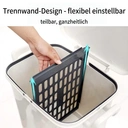 ochama Trocken- und Nass-Trenn-Mülleimer, doppelschichtig, mobil, mit Rollen, große Fächer, für Küche, Wohnzimmer, Heimgebrauch, Weiß, 45 l image 8