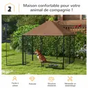 PawHut Chenil extérieur pour Chiens en métal et Tissu Oxford avec Support gamelle et Toit résistant aux intempéries Espace spacieux 141 x 141 x 151 cm Noir image 3