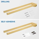 Auralum Porte-serviettes 42 cm en acier inoxydable, finition or, sans perçage, peut être cloué image 4