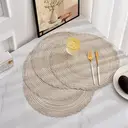 Lot de 6 sets de table ronds tressés en patchwork de polyester à trois brins 38 cm - Beige image 2