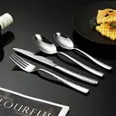 FangYuan Set de 4 couverts en acier inoxydable texturé compatible lave-vaisselle - Argent image 9