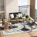 Ensemble de mobilier de jardin 4 pièces, groupe de sièges d'extérieur en Textilène avec banc 2 places, 2 chaises et table à p image 6