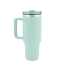 Milestone Travel Mug & Straw with Handle Stainless Steel Double Walled Mint Green 1200ml image 3