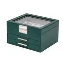 JORDAN&JUDY Multi-Layer Jewelry Box Small Earring Box Ring Storage Box Necklace Box Earring Jewelry Case - 3 Layer Dark Green image 2