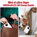dpower P8284 Batterie Externe 10000mAh 22,5W Power Bank avec Câble Intégré Lightning, Écran Numérique, Batterie Portable Compacte Approuvée Avion pour Téléphone Smartphone Tablette,Blanc image 1