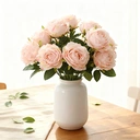 Yuejia Bouquet de roses artificielles en soie 48 cm - Rose image 5
