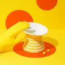 ZEZE Yellow Diamond-Grid Ceramic Food & Water Bowl for Cats & Dogs, Large Size, 165 x 165 x 140 mm image 2