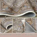 Washable Area Rug,Deep Khaki Retro Boho Design Non-Shedding Non-Slip Easy Care Ideal for High Traffic Areas in Living Room Bedroom Office Coffee Table Kitchen Large Carpet,72*107.8inch image 2