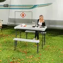 Outsunny Ensemble table et bancs de pique-nique pliants 113 cm, avec poignée de transport, gris clair et blanc image 6