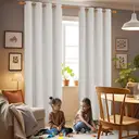 Deconovo Lot de 2 rideaux occultants aspect lin avec oeillets 132 x 214 x 8 cm - Blanc ivoire image 6