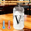 Alphynix 1pc Modern Glass Cup, 500ml Tall Iced Coffee Glass with Monogram "V" Design, Bamboo Lid & Straw, Cold Drink Tumbler for Iced Tea, Juice, Boba image 4