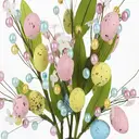 YueJia Lot de 2, branche décorative de Pâques 40 cm avec œufs de Pâques pastel et baies, fleurs artificielles en forme d’œufs de Pâques, branches en rameaux d’œufs de Pâques, tiges florales décoratives de printemps, pics floraux de Pâques, décoration de Pâques image 5