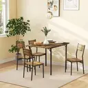 HOMCOM Table de salle à manger pliante table de cuisine extensible avec 2 rabats style industriel rectangulaire pour petit espace, table à abattant pour 2-4 personnes, marron rustique image 1