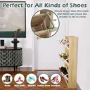 GRAVFORCE Shoe Cabinet Rattan Shoe Storage Cabinet Wood 3 Tier Slim Shoe Rack for Home Apartment Entryway image 5