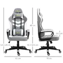 Vinsetto Gaming Chair, Computer Desk Chair with Lumbar Support, Faux Leather Racing Chair with Headrest and Swivel Wheels for Home Office, Grey White image 2