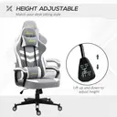 Vinsetto Gaming Chair, Computer Desk Chair with Lumbar Support, Faux Leather Racing Chair with Headrest and Swivel Wheels for Home Office, Grey White image 3