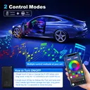 Dreamcolor Acrylic Interior Car LED Strip Light with Wireless APP, RGB 18 in 1 with 175 inches 600 LEDs Fiber Optic Car Ambient Lighting Kits, Dual Zone Sound Active Function LED Strip for Car image 2
