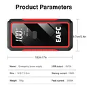 EAFC 2000A Car Jump Starter with 10000mAh Battery, Portable Emergency Power Supply for Gas and Diesel Vehicles (Up to 6.0L Gas / 4.0L Diesel), 12V Auto Battery Booster with LED Flashlight & Safety Protection image 7