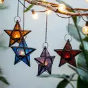 Red Glass Star Lantern Hanging Ornaments Set of 1 image 4