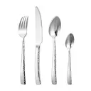 FangYuan Set de 4 couverts en acier inoxydable texturé compatible lave-vaisselle - Argent image 2