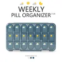JORDAN&JUDY Portable Sealed Weekly Pill Organizer Large Capacity Pill Dispenser Pill Storage Box 21 Compartments-Blue, New Year Sale , Top gift picks image 1