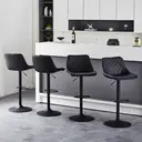 CLIPOP Swivel Bar Stools Set of 2 Faux Leather Padded Breakfast Dining Stools with Height Adjustable and Footrest, High Back Pub Stools for Kitchen Counter Island, Black image 2