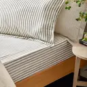 Yard Fitted Sheet Hebden Stripe 100% Cotton Grey Super King image 0