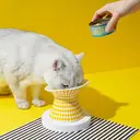 ZEZE Yellow Diamond-Grid Ceramic Food & Water Bowl for Cats & Dogs, Large Size, 165 x 165 x 140 mm image 1