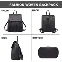Miss Lulu Women's PU Leather Waterproof Fashion Backpack with Long Purse, Medium Black for School Work Travel image 7