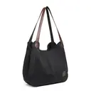 Kono Canvas Shoulder Tote Bag, Vintage Hobo Handbag for Women, Casual Top Handle Bag for Work School Travel Shopping Black image 1